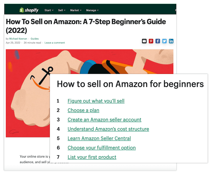 pillar page example for shopify