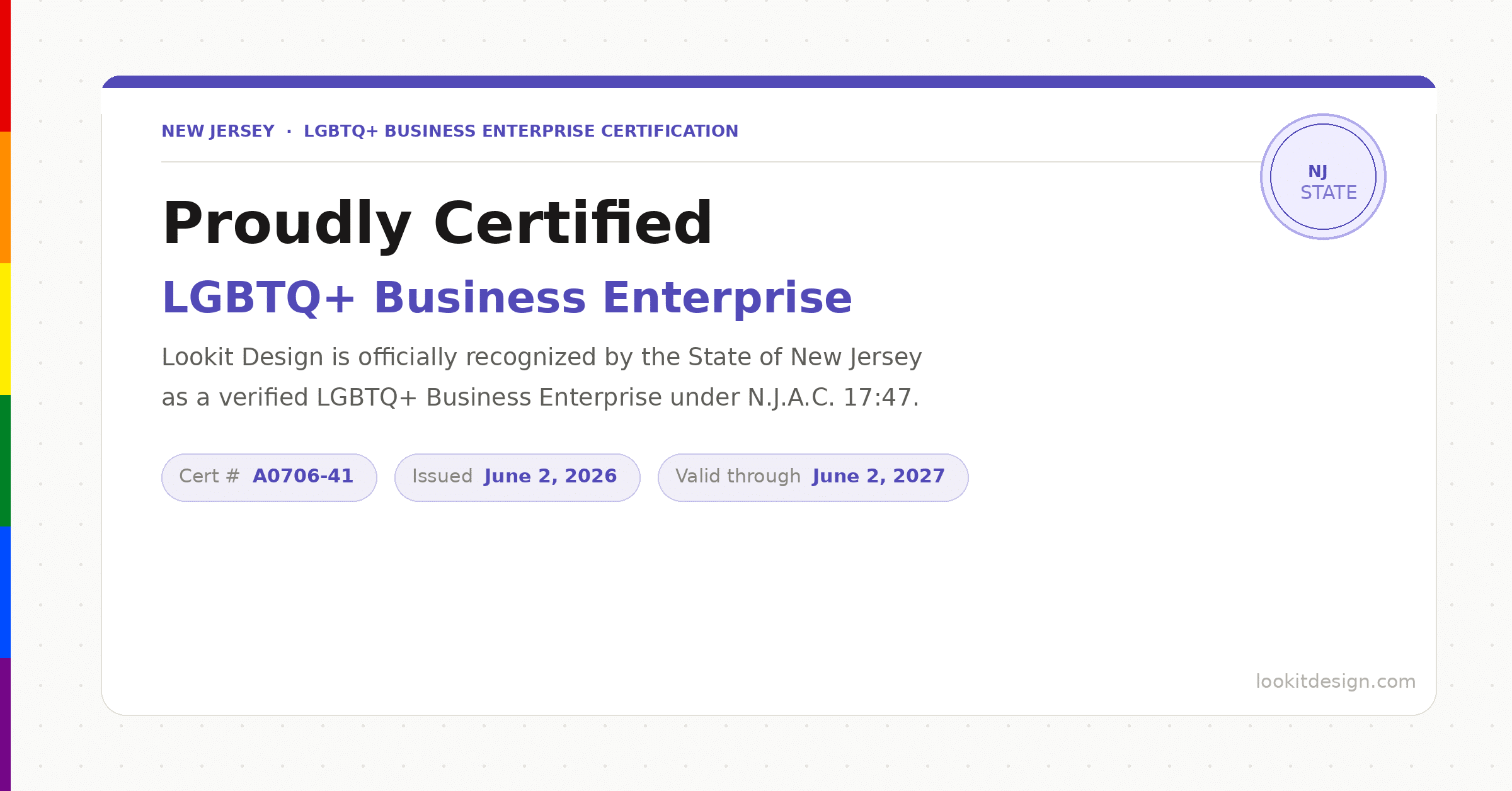 Lookit Design is Officially LGBTQ+ Certified in New Jersey