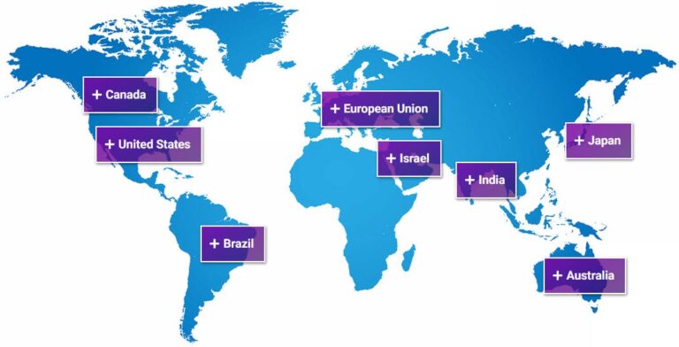 World map showing countries that have passed web accessibility laws and standards